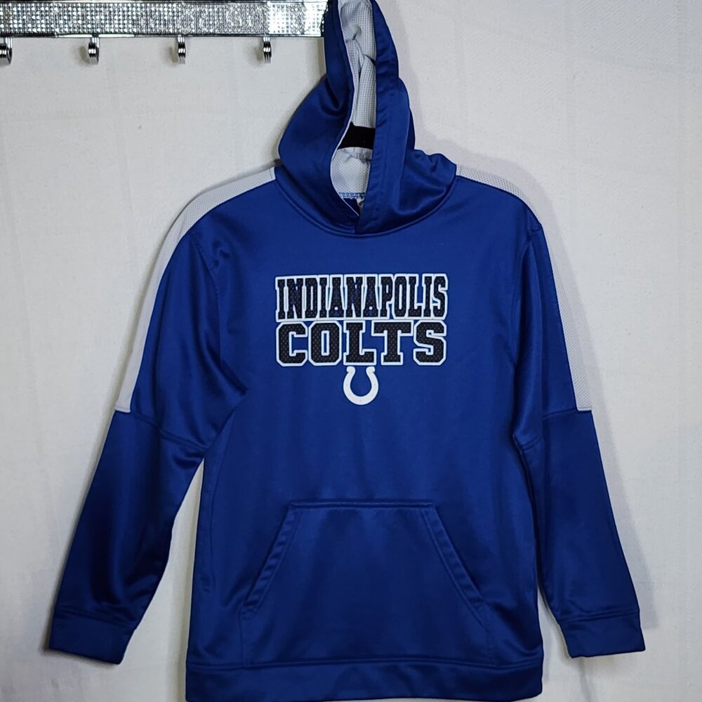 NFL Team Apparel Youth Indianapolis Colts Blue Poly Pull Over Hoodie Size XXL 18
